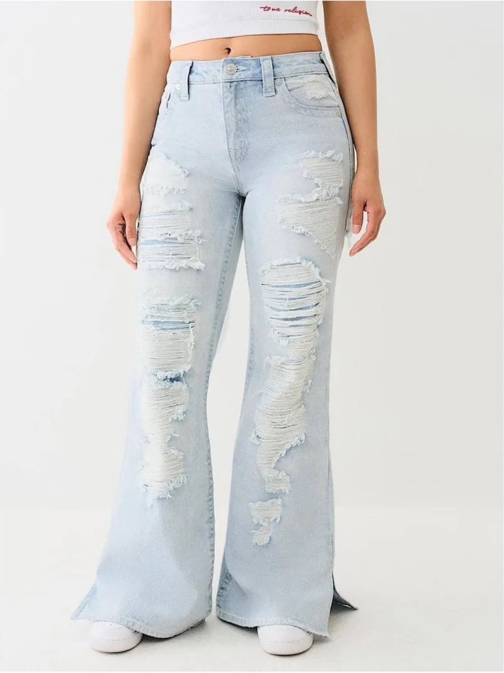 True Religion Light Blue Distressed Wide-Leg Jeans NWOT